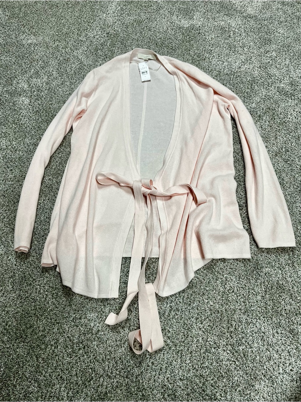 Loft Pink Tie-Front Lightweight Cardigan Sweater